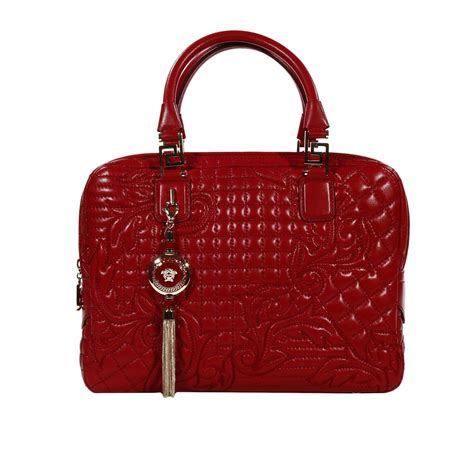 versace women's fbd1266fcbcf629n red leather shoulder bag|Versace purses black label.